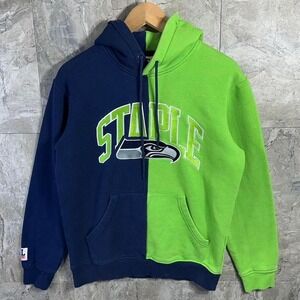 NFL Two-Tone Navy and Neon Green Seahawks Pullover Hoodie